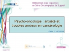 Référentiel Psycho-oncologie : Anxiété et troubles anxieux en cancérologie
